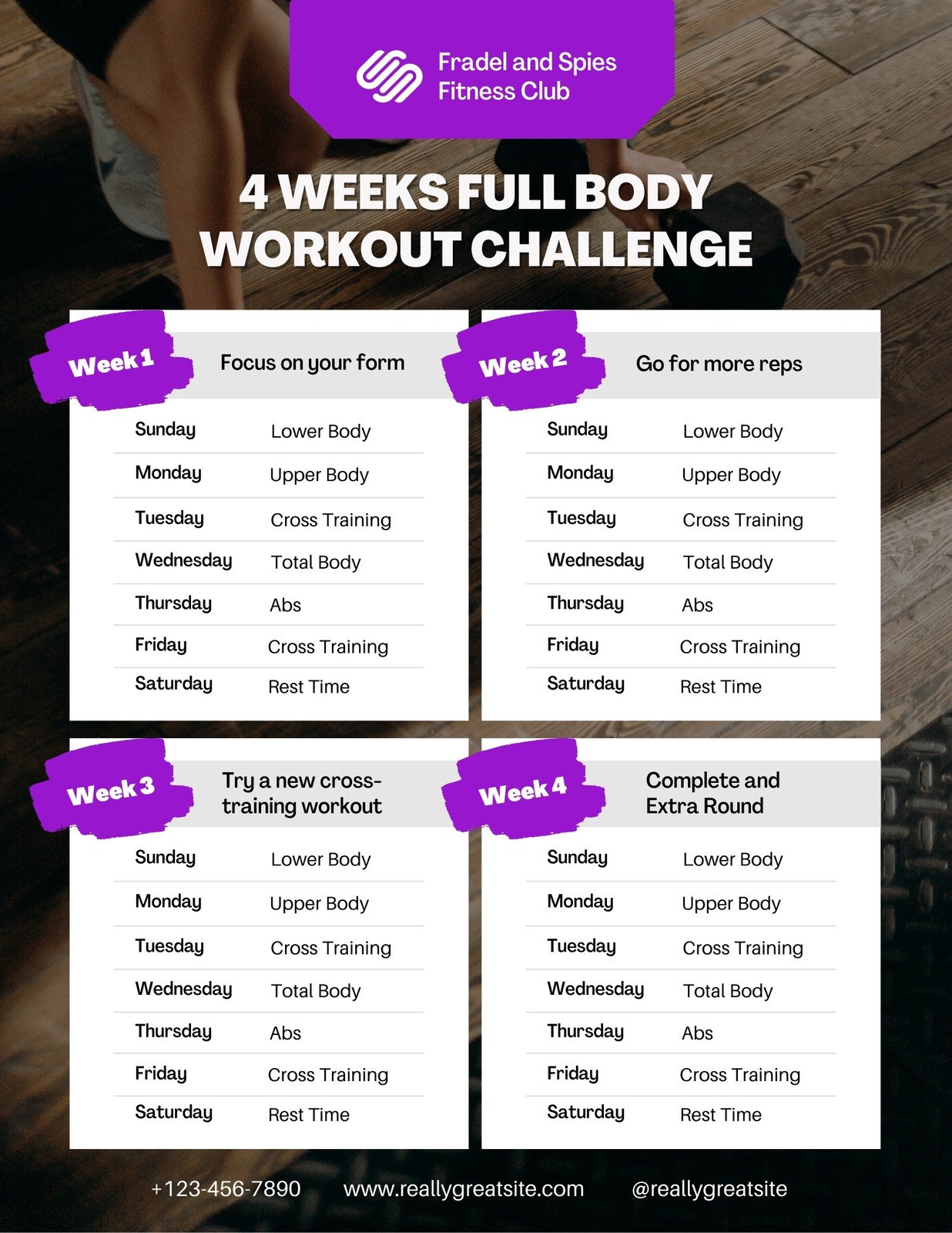 Gym Fitness Workout Challenge Planner