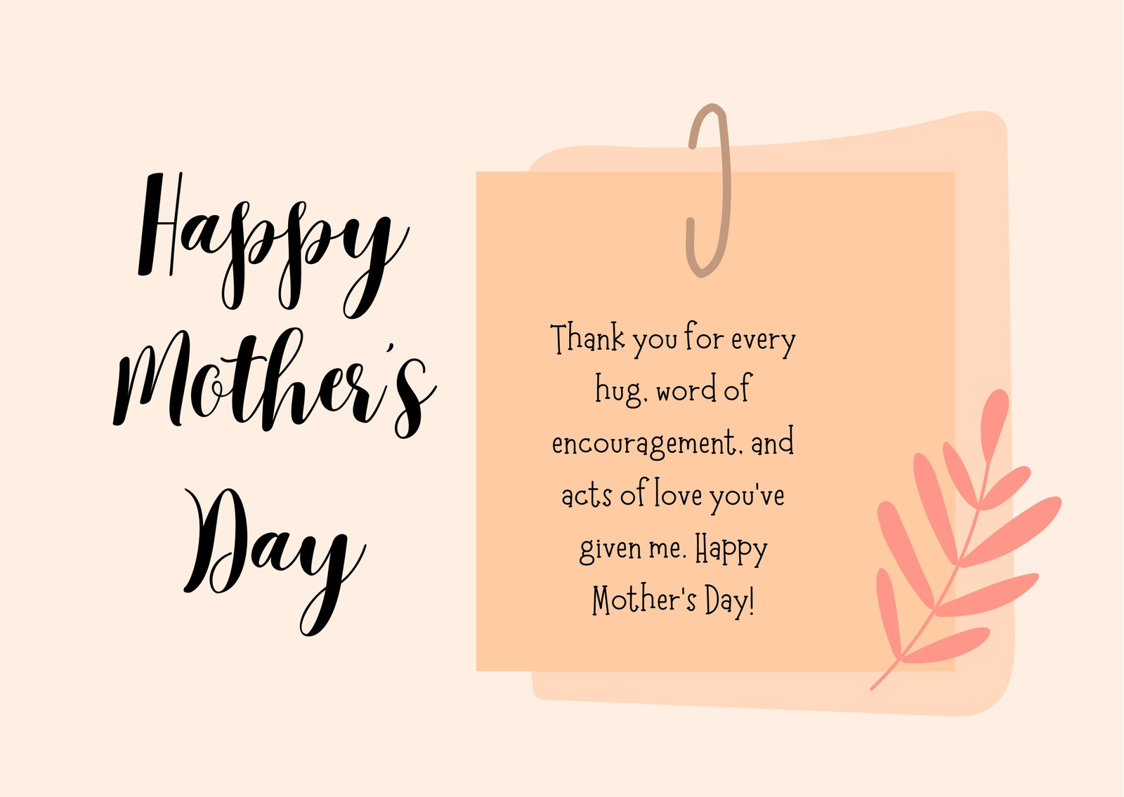 Beige Modern Happy Mother' Day Greeting Card