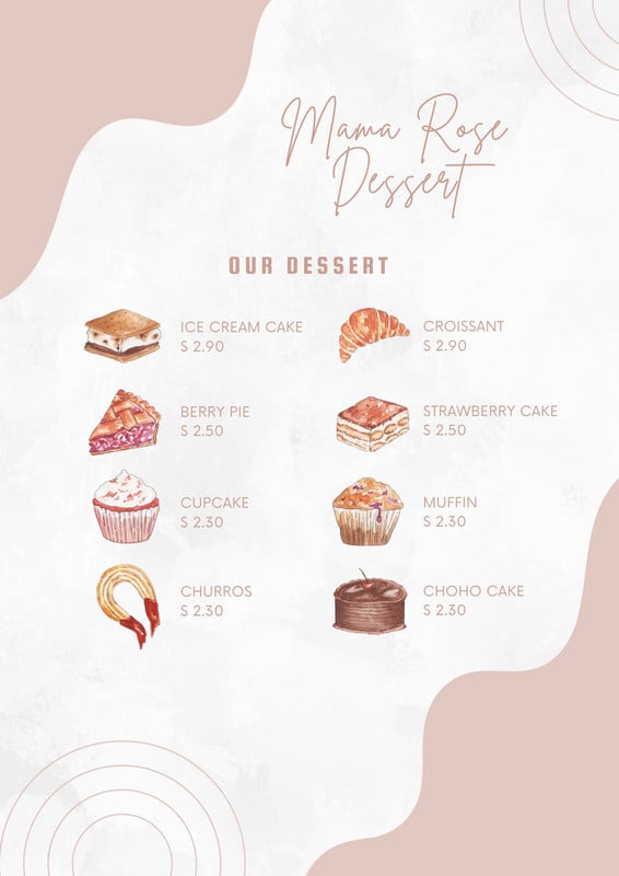 Free, printable, editable dessert menu templates | Canva