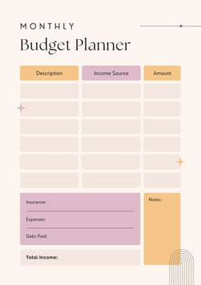 customizable monthly budget template