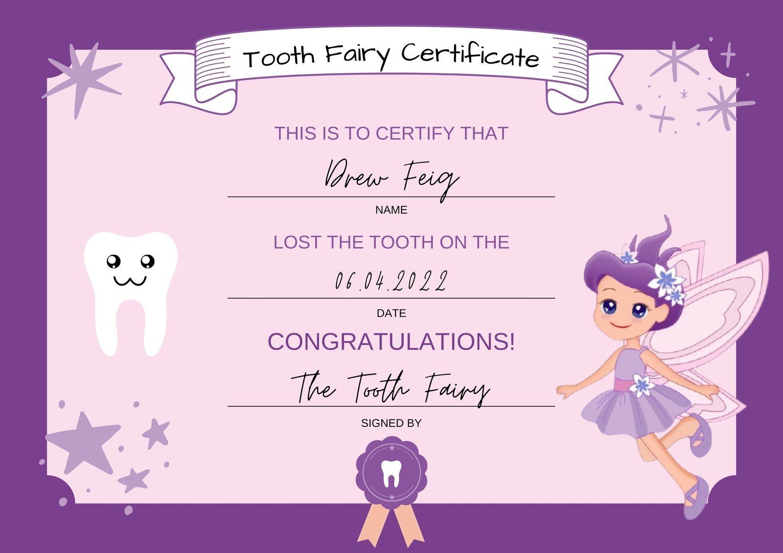 Tooth Fairy Certificate Pdf
