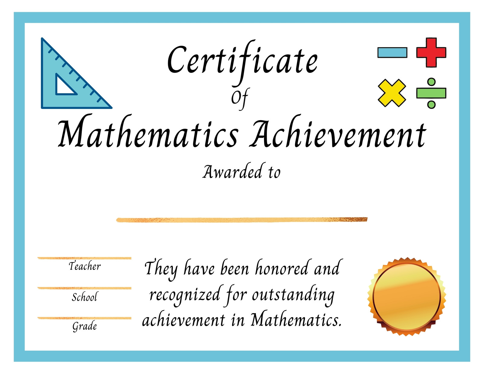 Printable Math Certificates For Kids