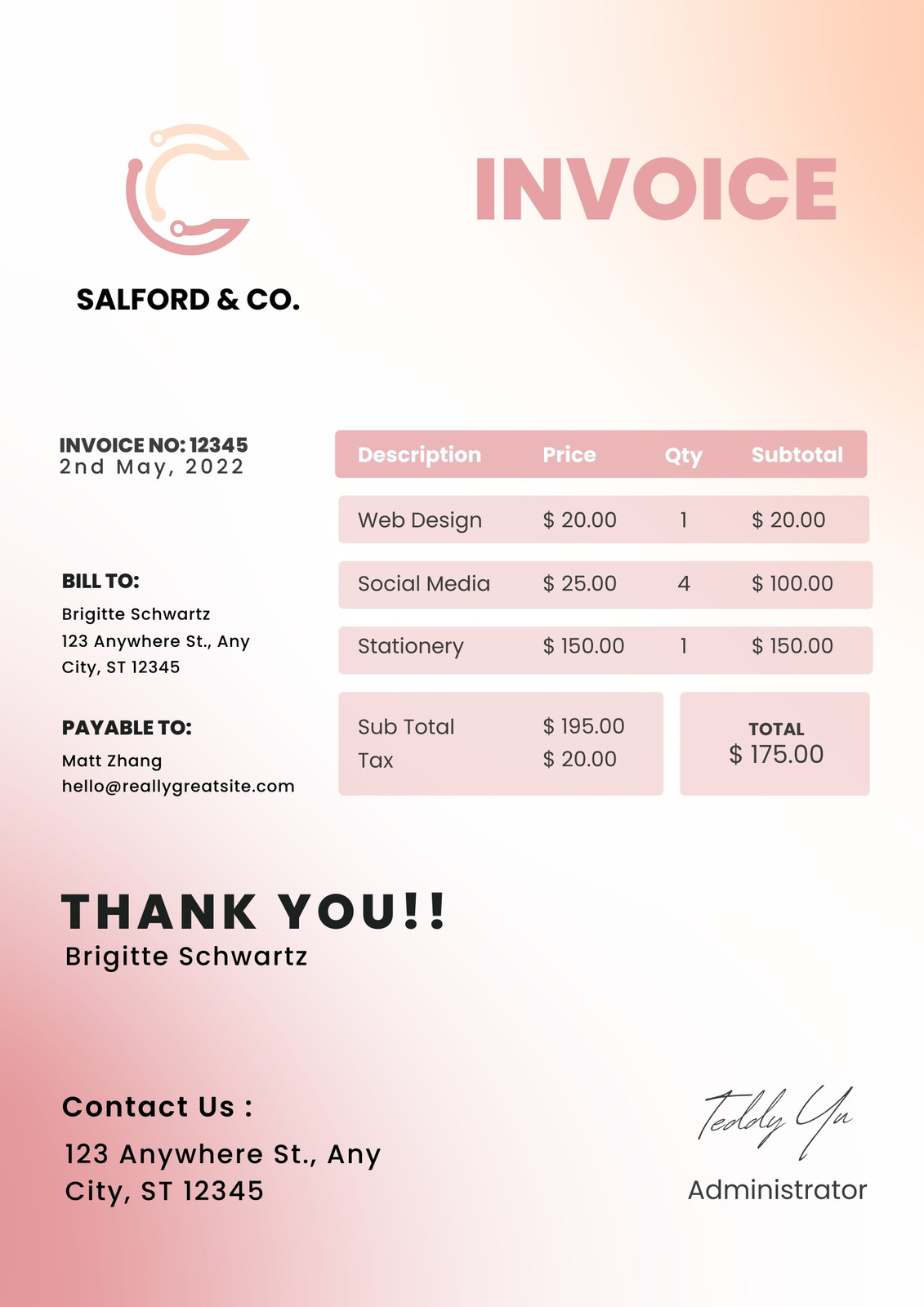 Page 5 - Free printable, customizable service invoice templates | Canva