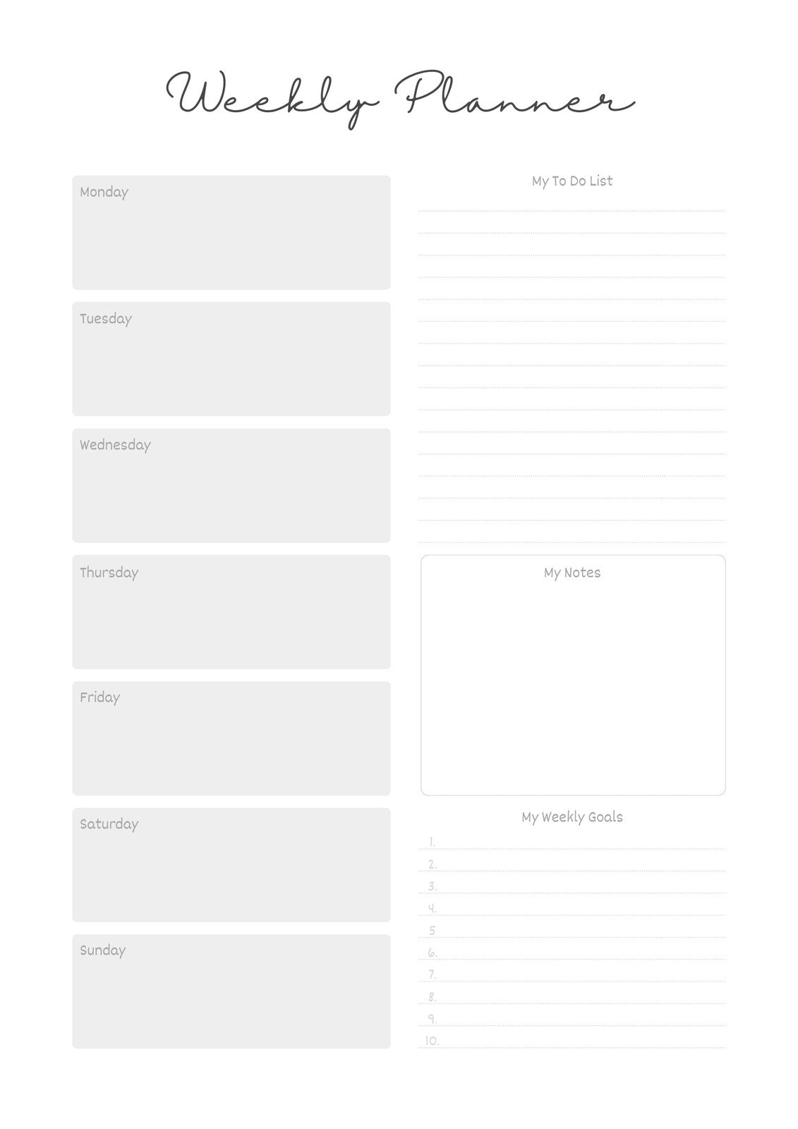 free and customizable weekly planner templates canva