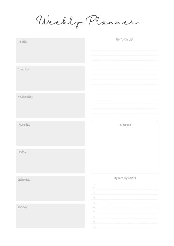 Free and customizable weekly planner templates | Canva