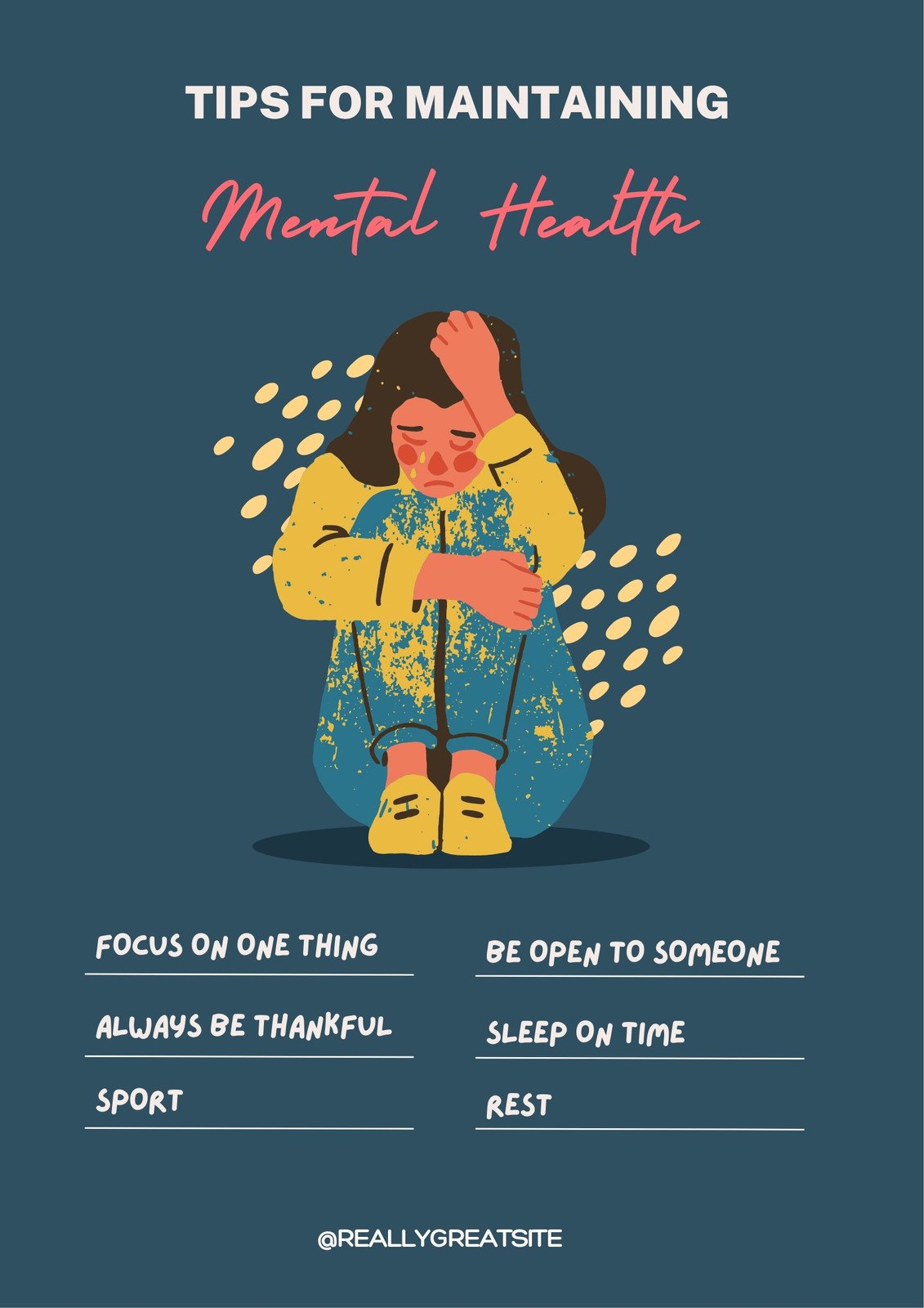 Canva Misty Blue And Ivory Playful Tips For Maintaining Mental Health Poster U9d67vAcoTM 