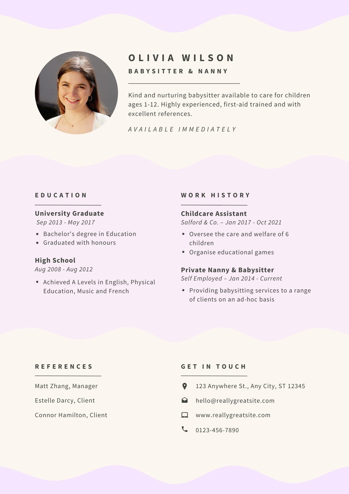 Free to edit and print babysitter resume templates | Canva