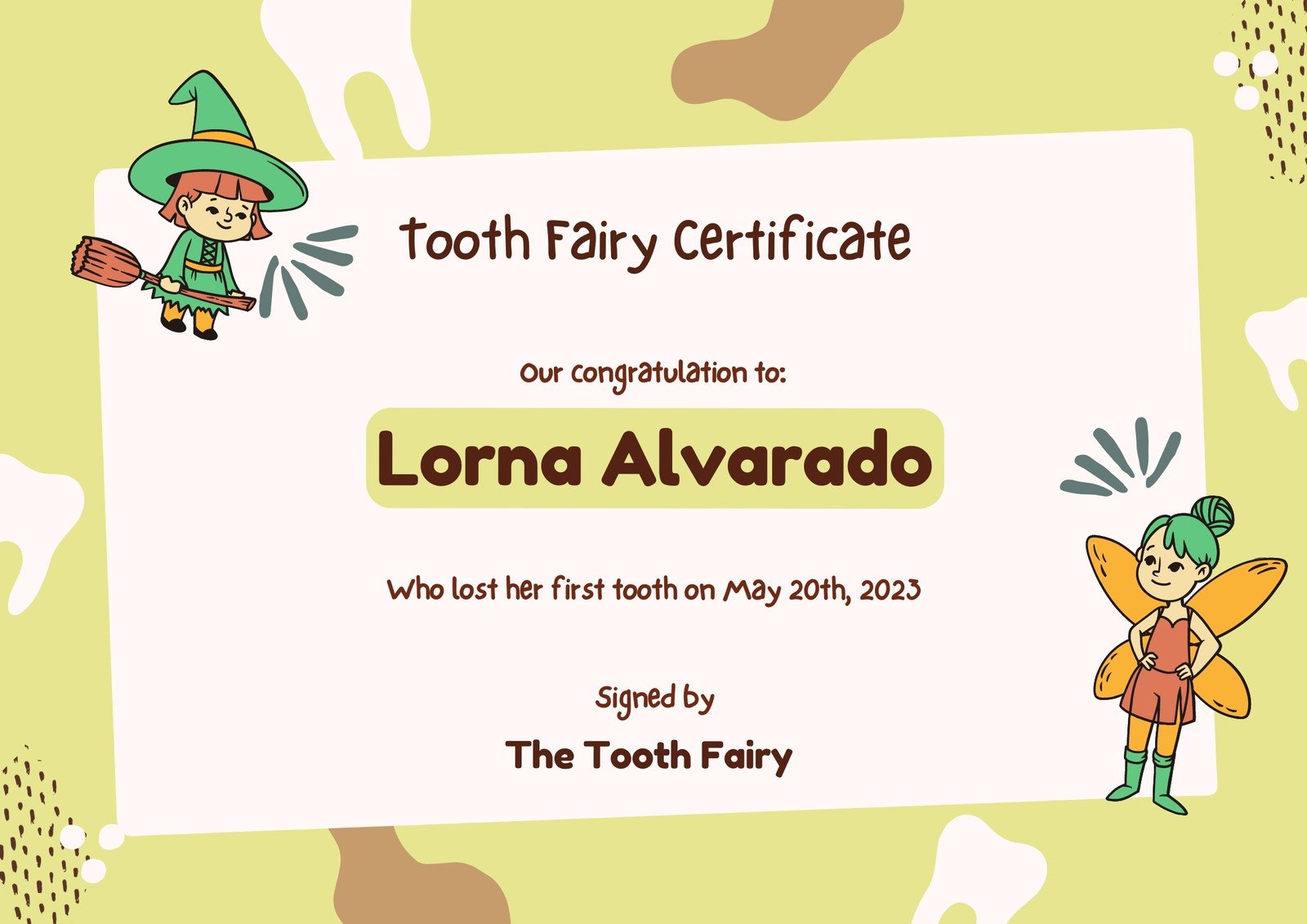 Tooth Fairy Boy Certificate