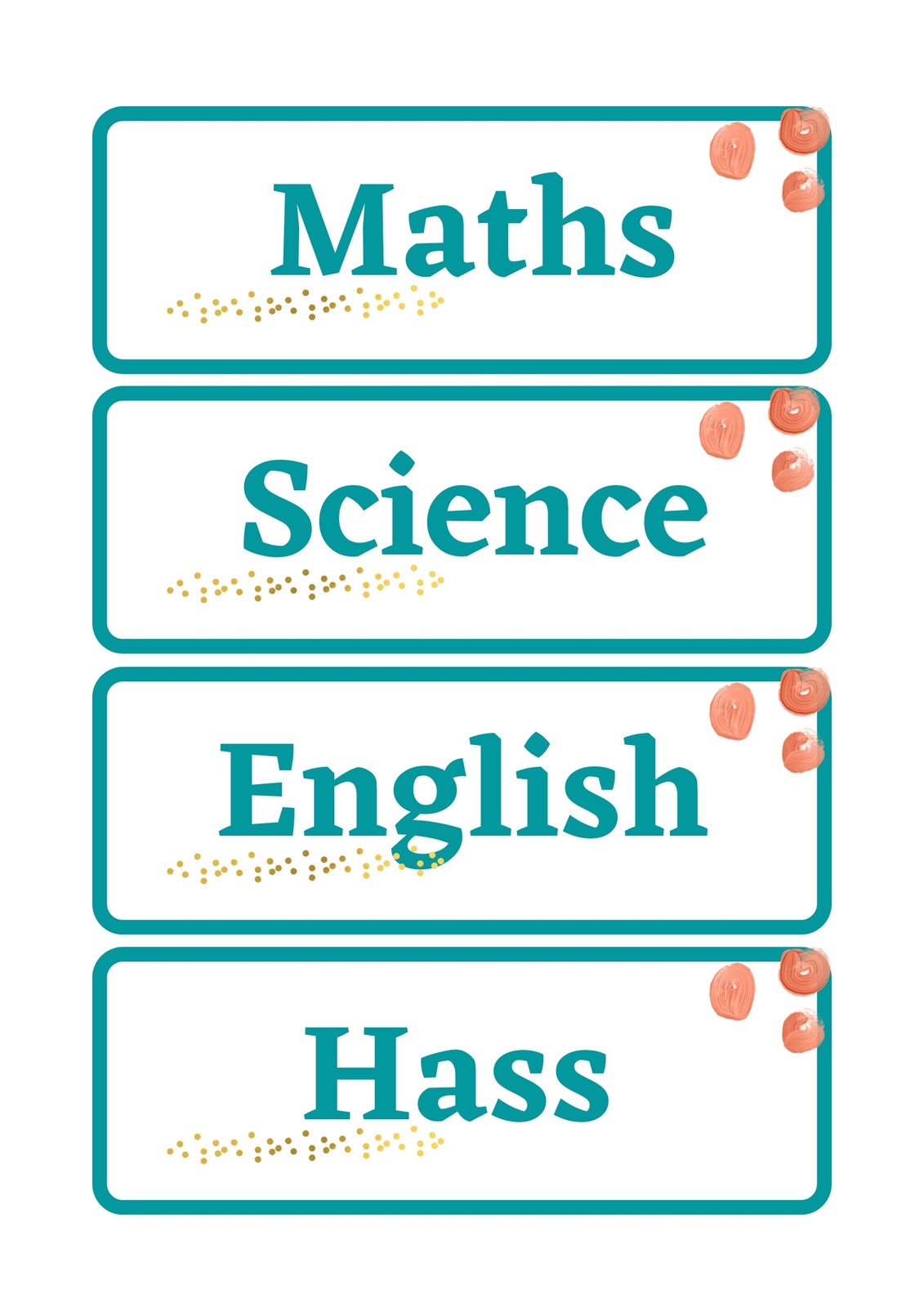 Editable Printable Subject Labels Free