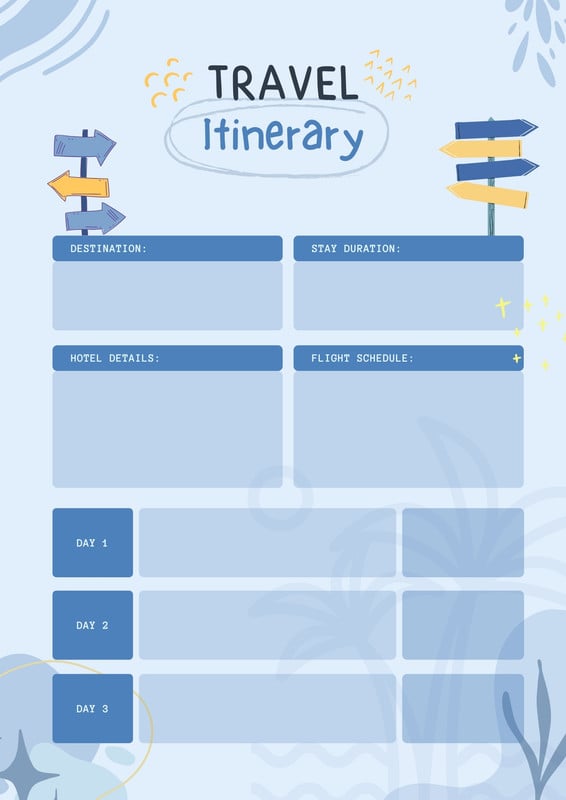 Page 9 Free And Customizable Itinerary Planner Templates Canva