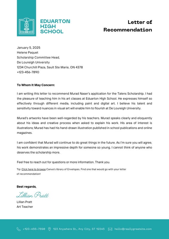 Page 2 - Free printable letter of recommendation templates | Canva