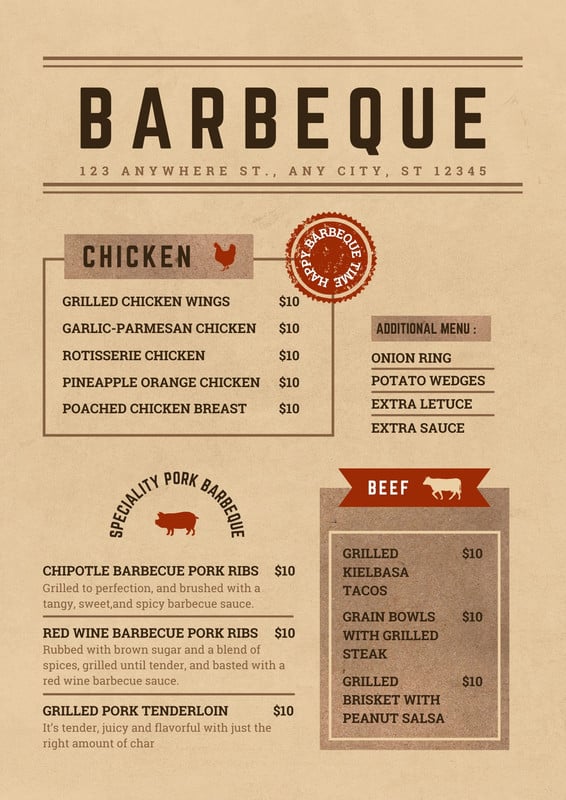 Free printable and customizable BBQ menu templates | Canva