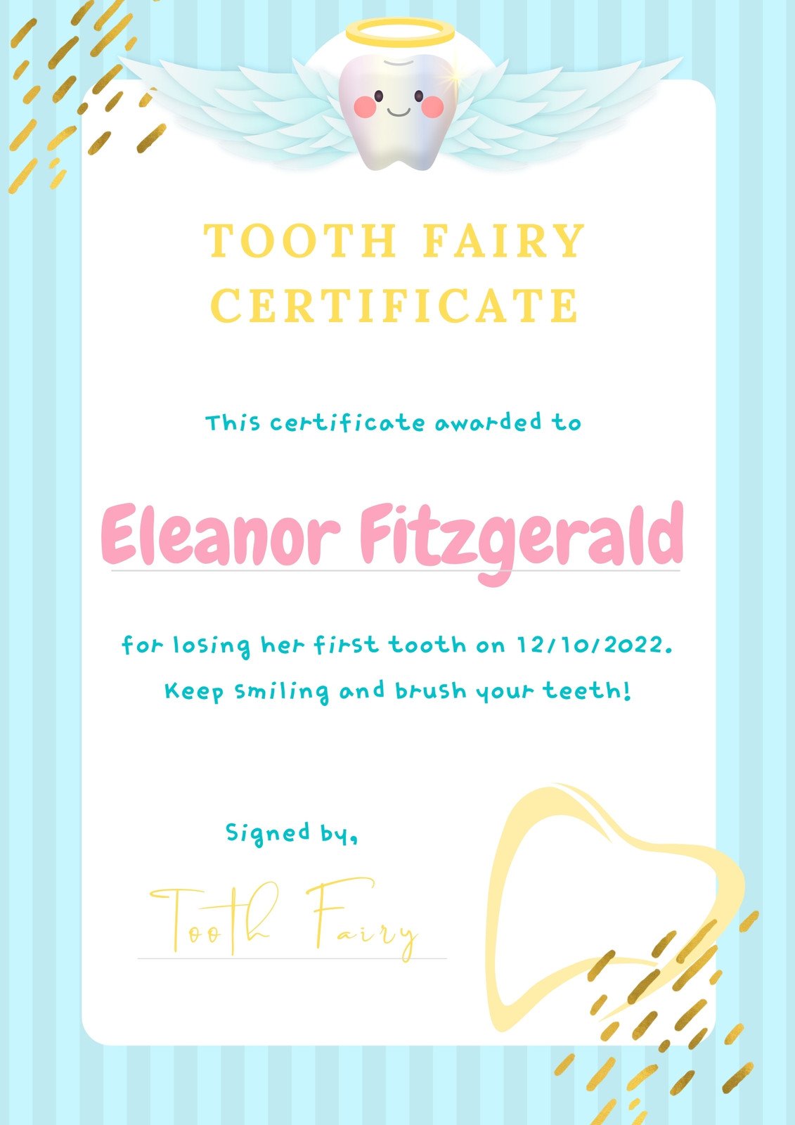 tooth fairy letter printables
