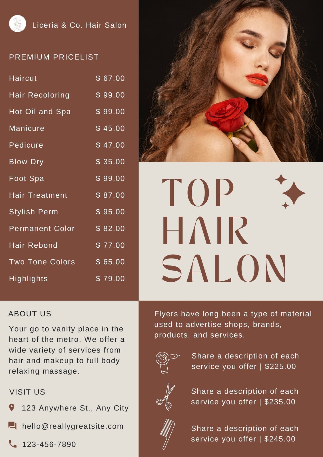 Gray And Brown Geometric Marketing Ads Hair Salon Flyer
