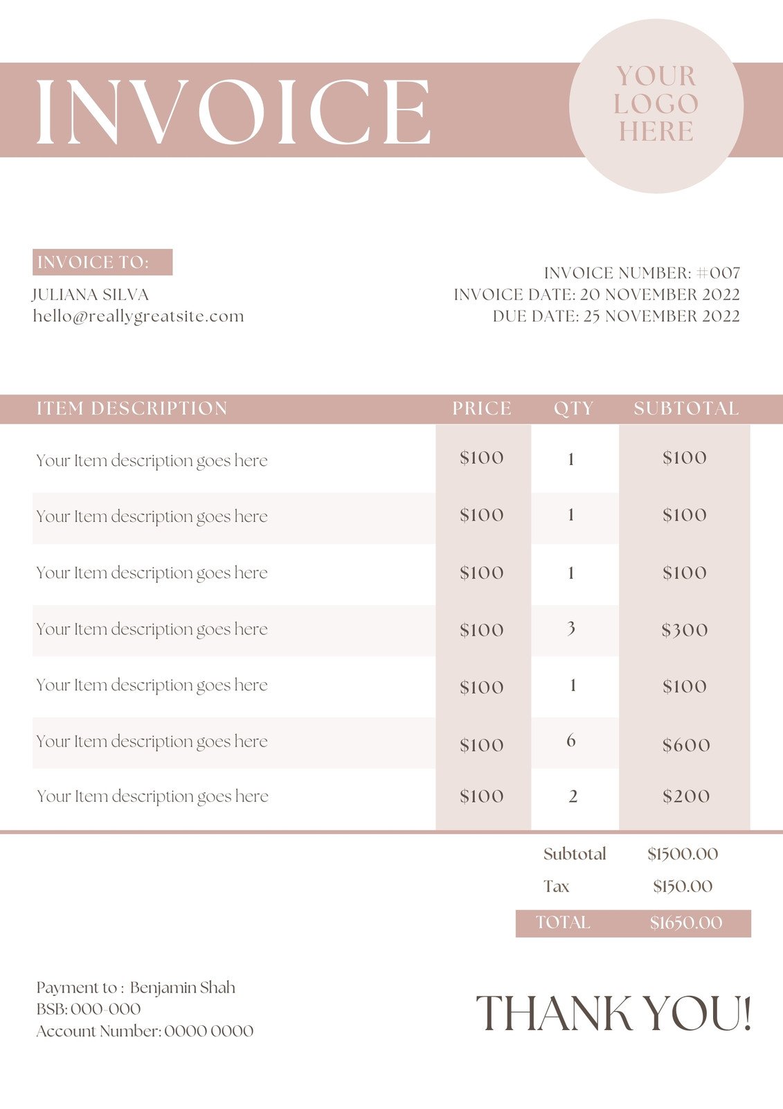Free custom printable business invoice templates | Canva
