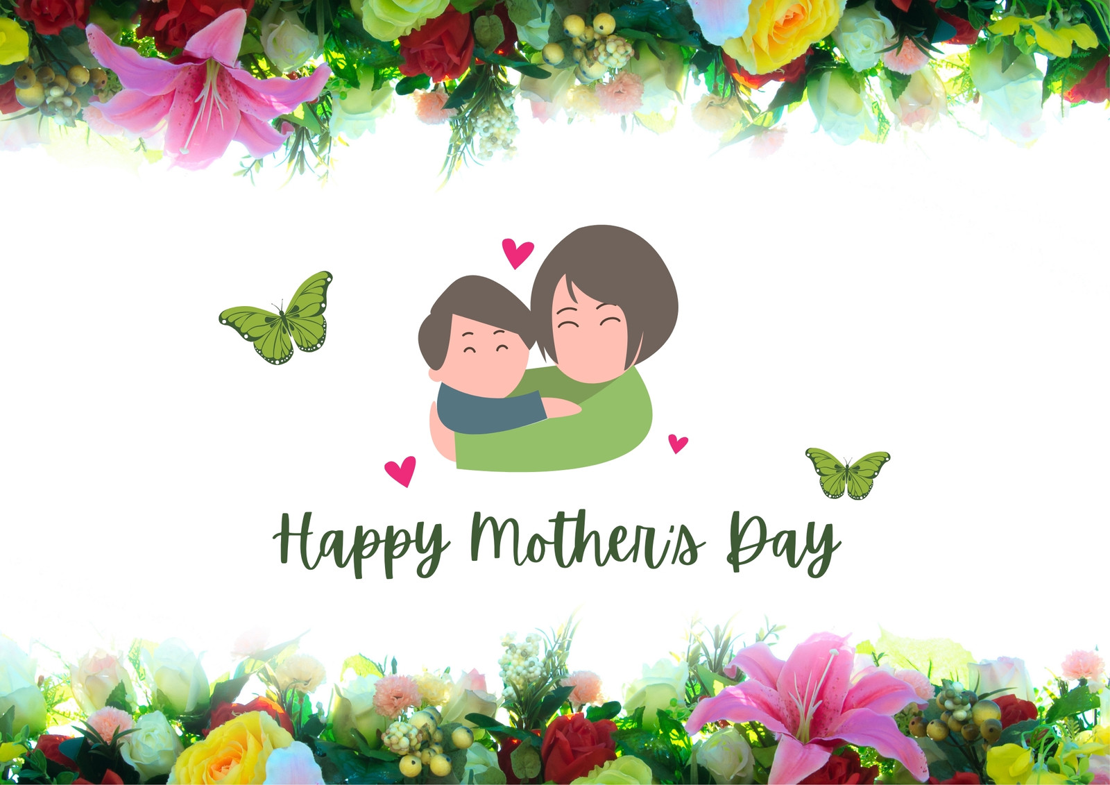 White & Green Custom Mother's Day Card