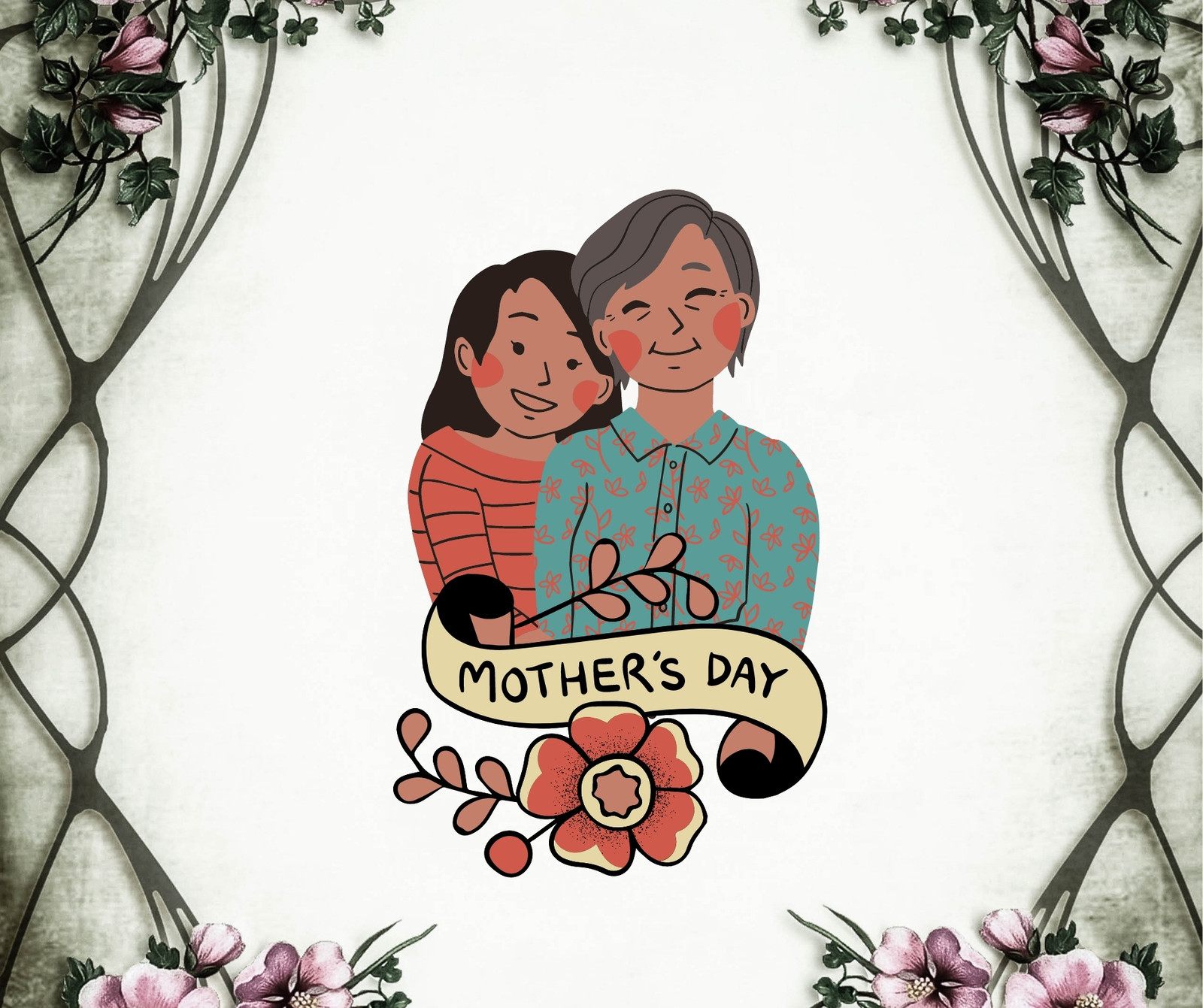 happy mother day poster with a plant on it 24139898 Vector Art at Vecteezy