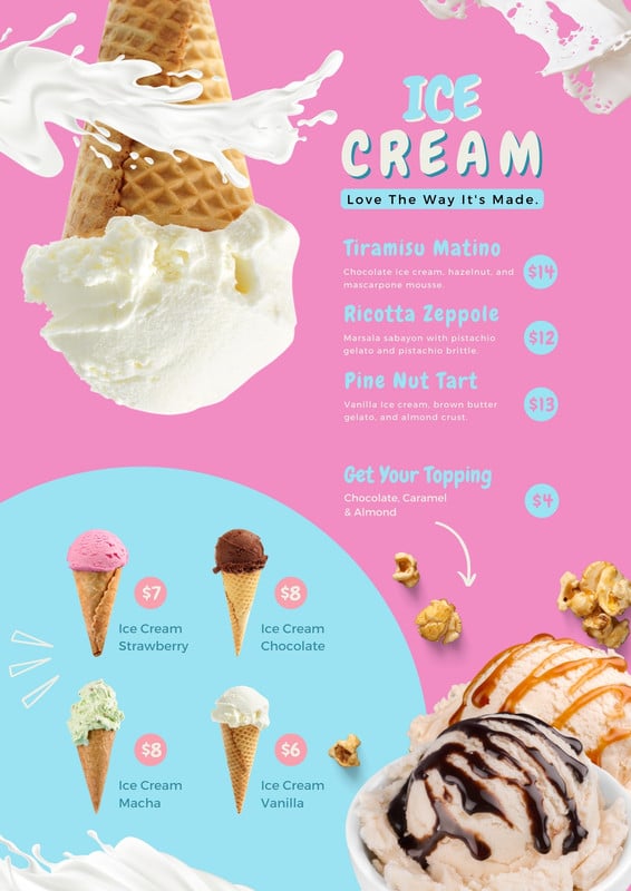 Free printable, customizable ice cream menu templates | Canva