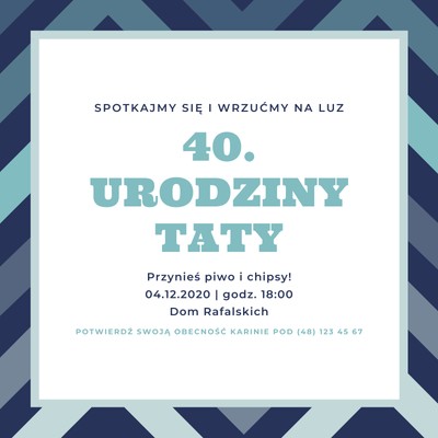 Szablony i wzory zaproszeń na 40 urodziny - Canva