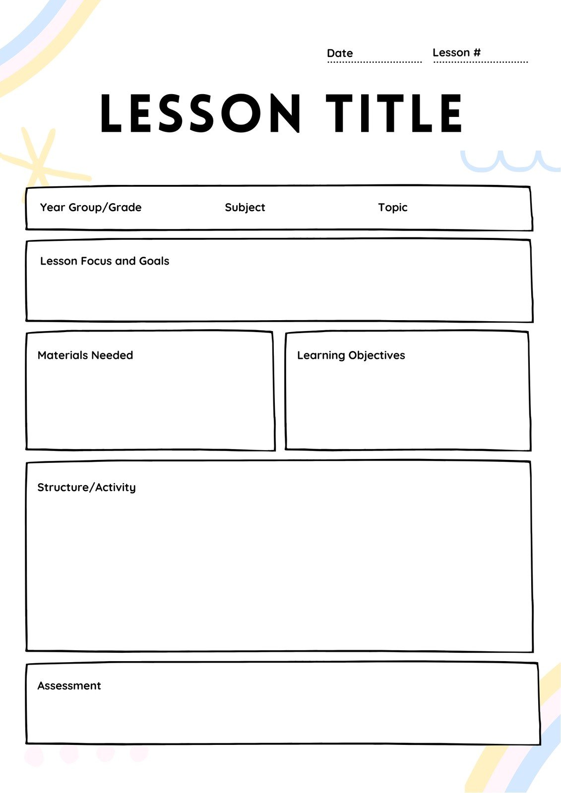 Lesson plan templates you can customize for free  Canva With Blank Unit Lesson Plan Template