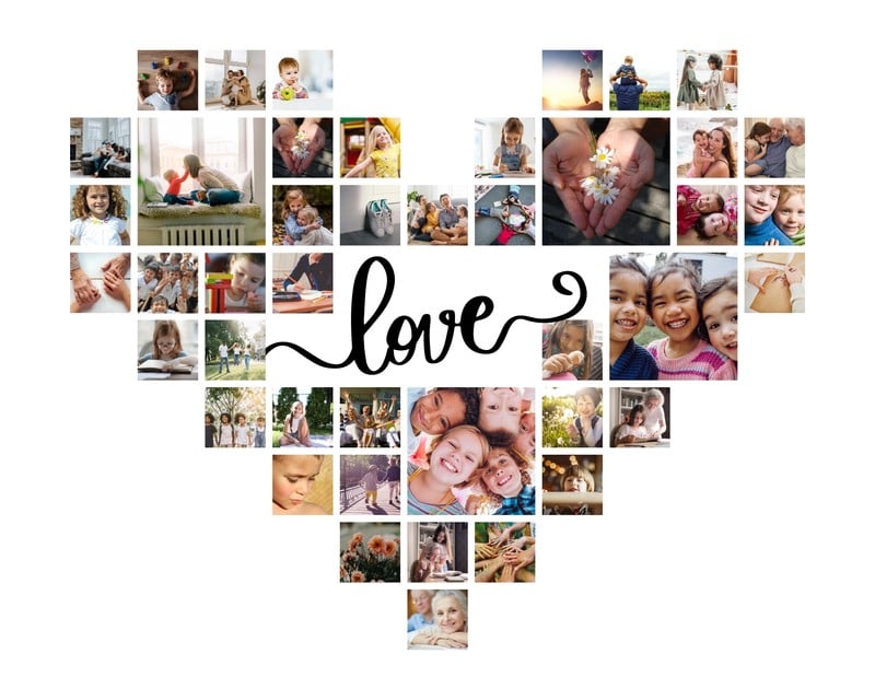Free Custom Printable Heart shaped Photo Collage Templates Canva