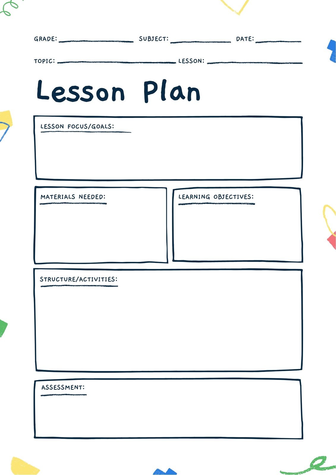 Lesson plan templates you can customize for free  Canva Regarding Blank Unit Lesson Plan Template