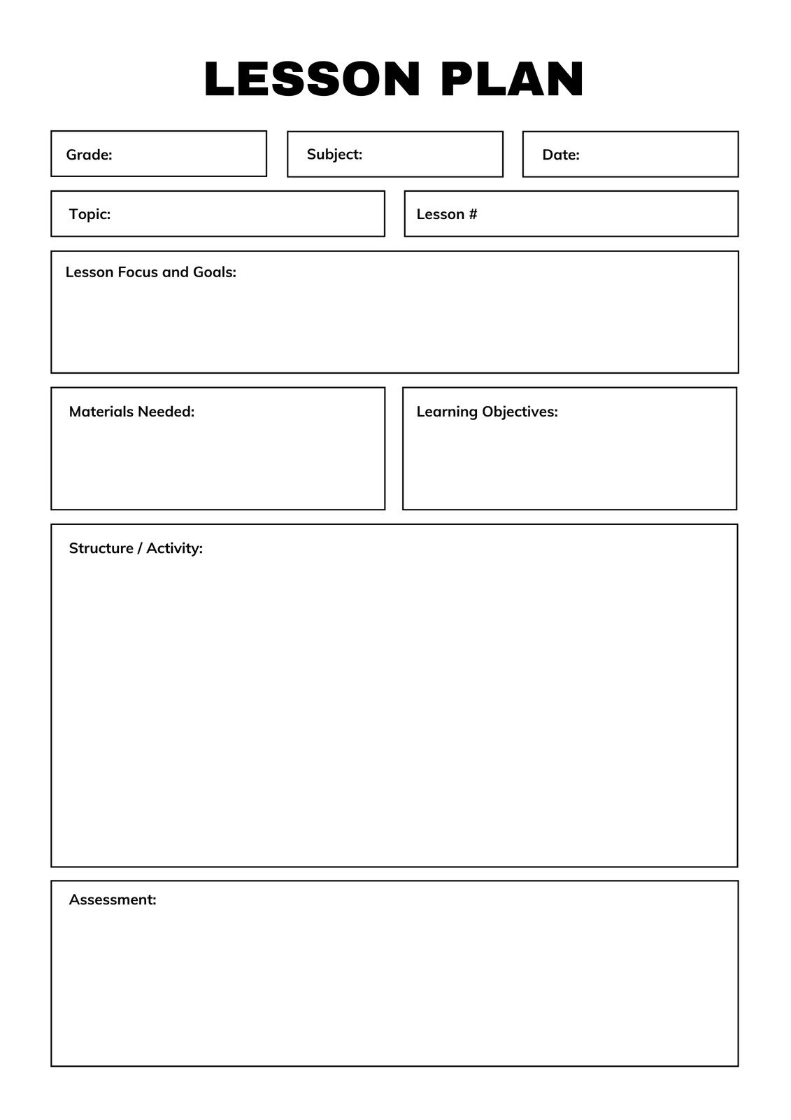 Free Printable Lesson Planning Sheets Printable Form Templates And 