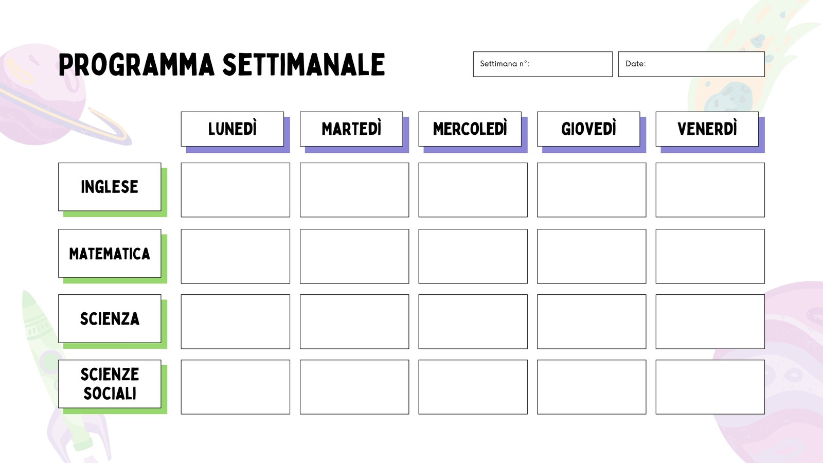 Modelli Di Calendari Settimanali Gratis Da Stampare