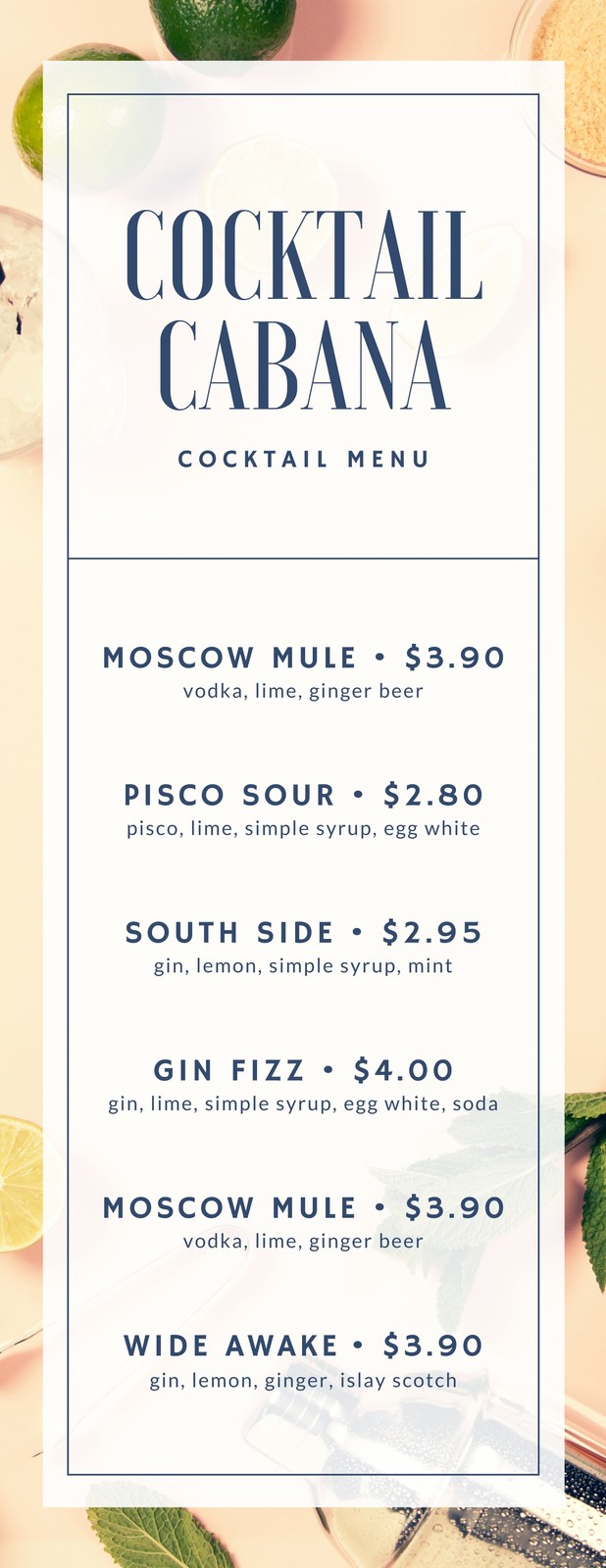 Free printable and customizable cocktail menu templates  Canva Pertaining To Cocktail Menu Template Word Free