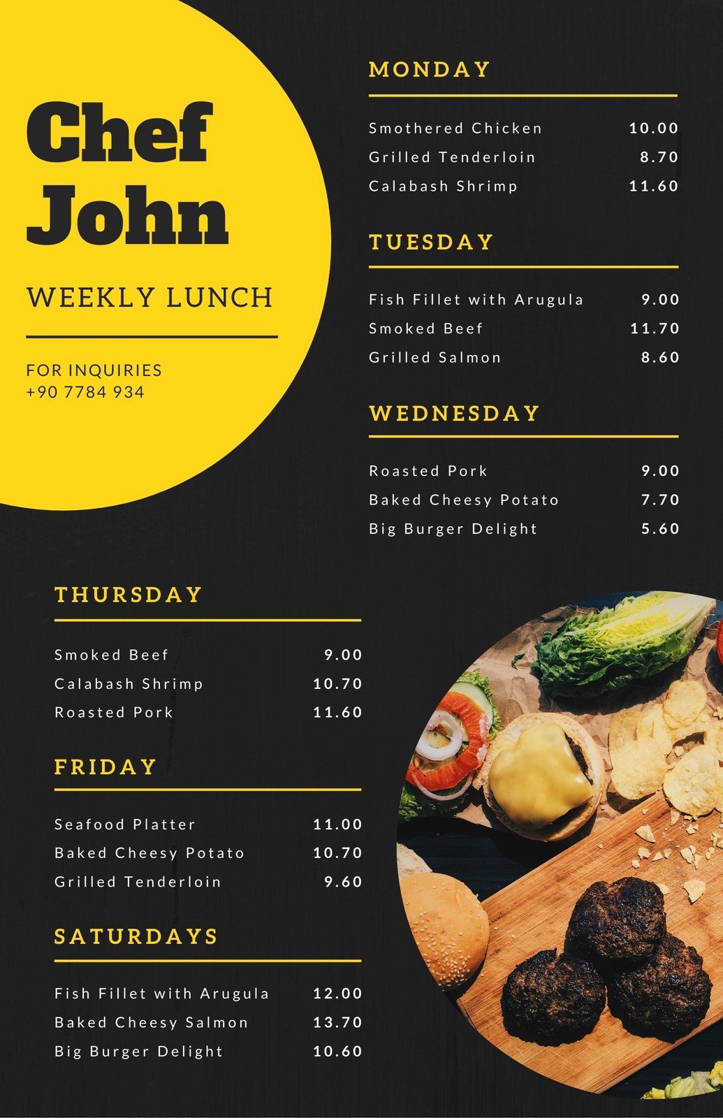 Free printable, customizable lunch menu templates Canva