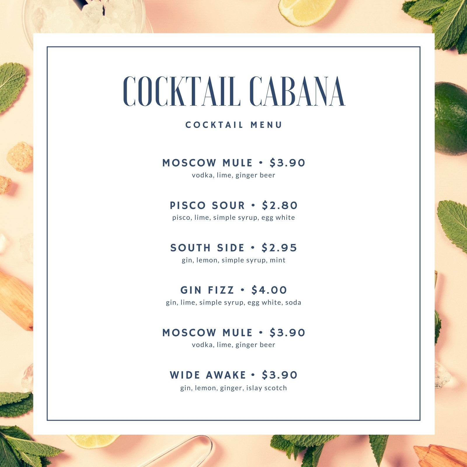 Free printable and customizable cocktail menu templates  Canva Intended For Cocktail Menu Template Word Free