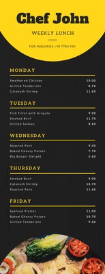 Free printable, customizable lunch menu templates | Canva
