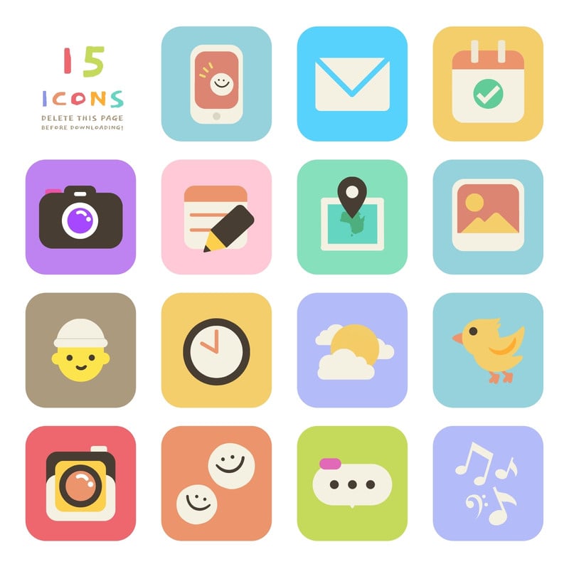 Cute Cat Bakery Neutral Icon Set Ios & Android App Icons 