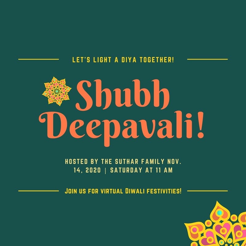 Free printable customizable Diwali invitation templates Canva
