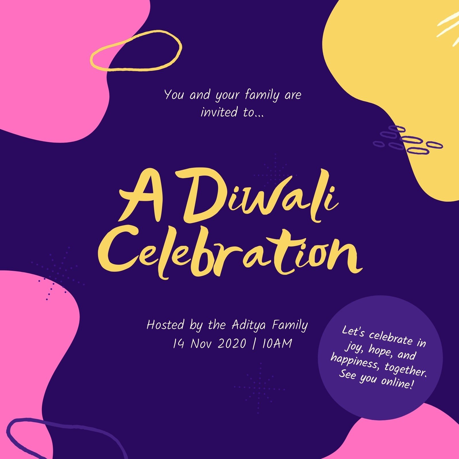 Free printable, customizable Diwali invitation templates | Canva