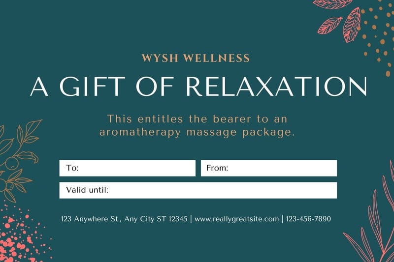 Free Custom Printable Massage Gift Certificate Templates Canva