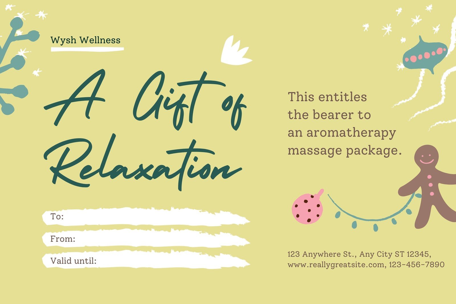 Free, printable, customizable spa gift certificate templates  Canva Inside Spa Day Gift Certificate Template
