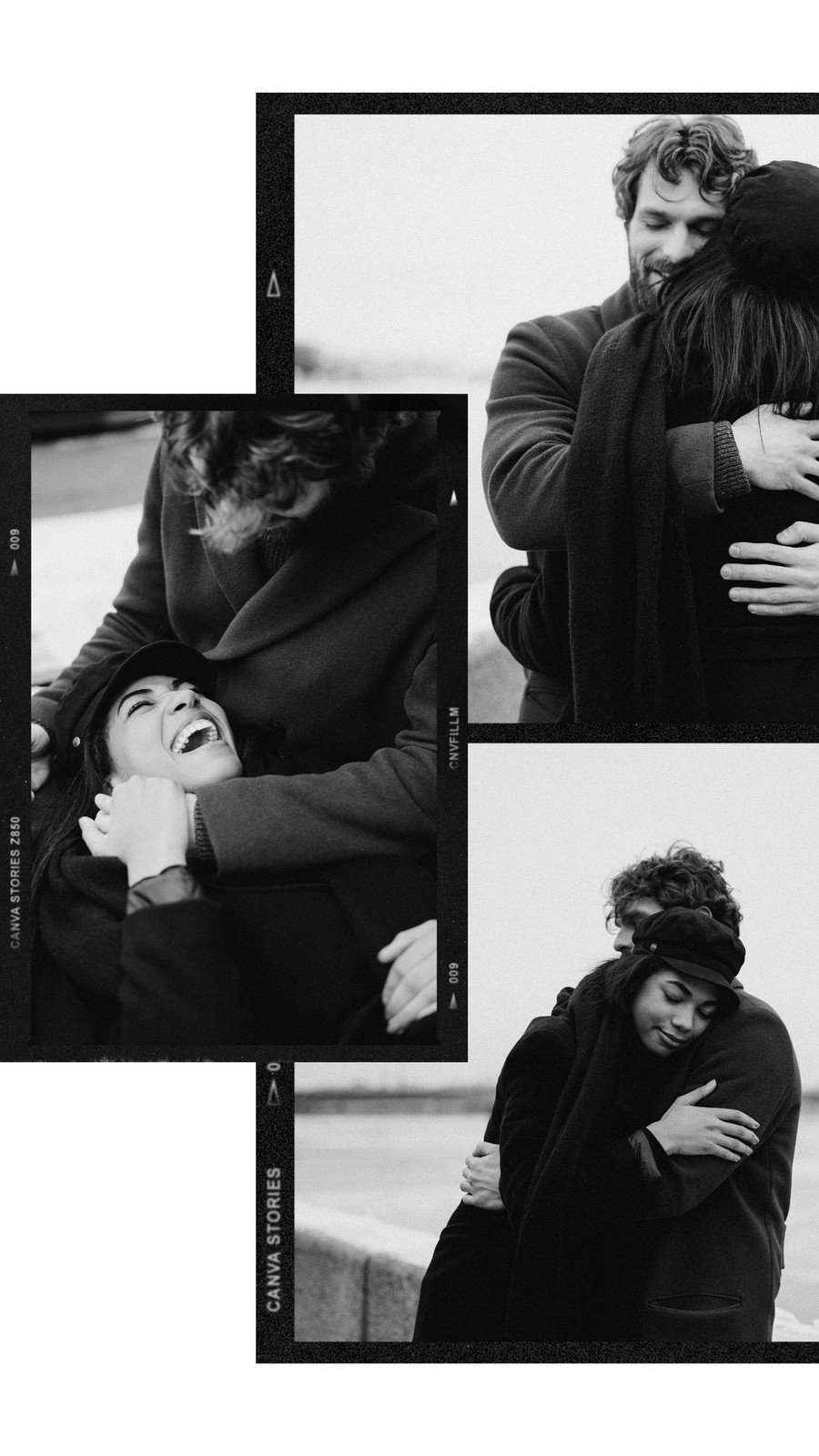 Cerita Instagram Bingkai  Polaroid/Film Foto Pasangan Monokrom