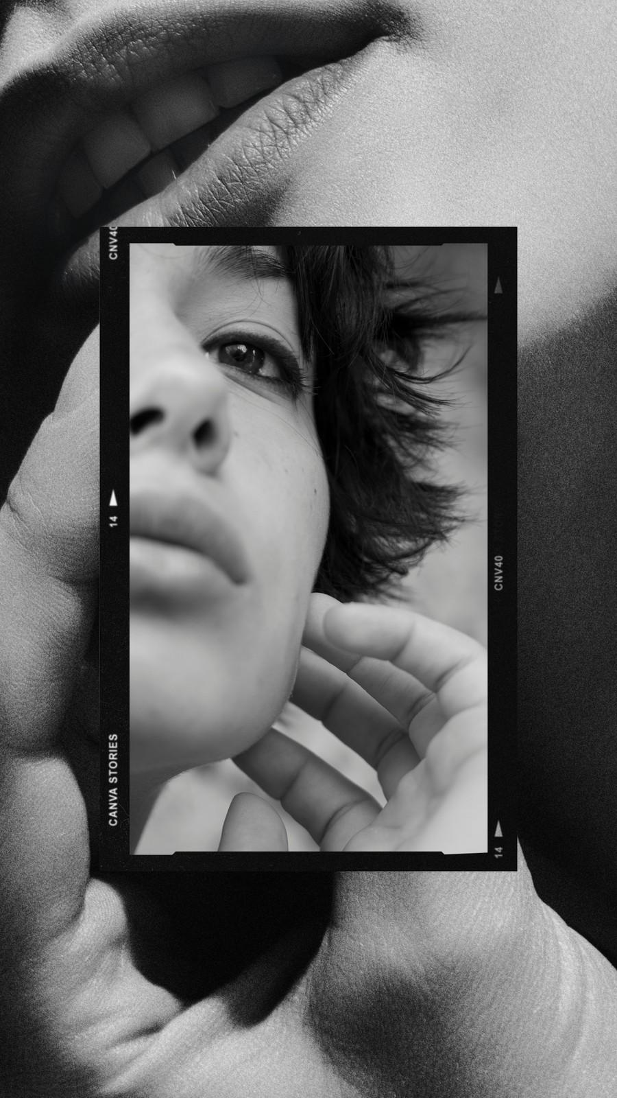 Cerita Instagram Bingkai Polaroid/Film Kecantikan Hitam dan Putih