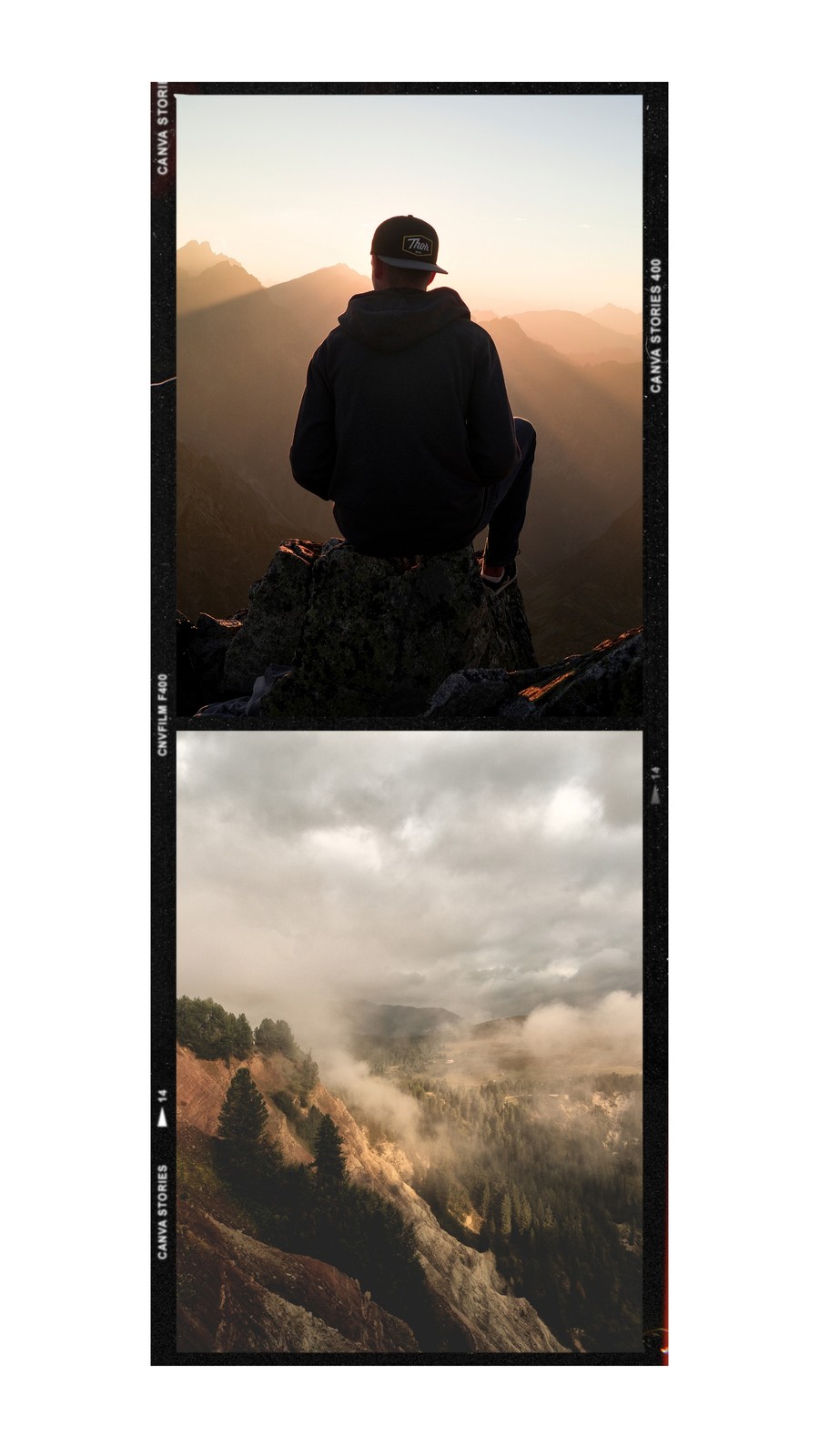 Cerita Instagram Bingkai Polaroid/Film Wisata Putih dan Hitam