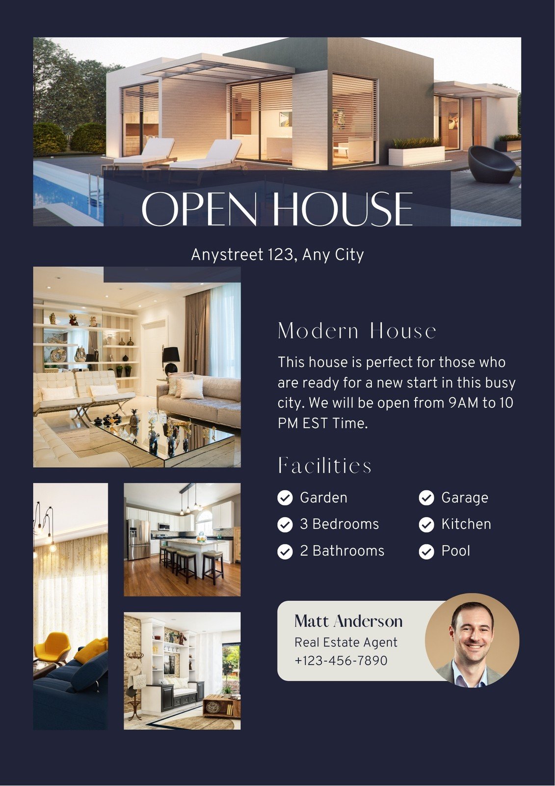 Free custom printable real estate flyer templates  Canva Intended For Free Open House Flyer Template