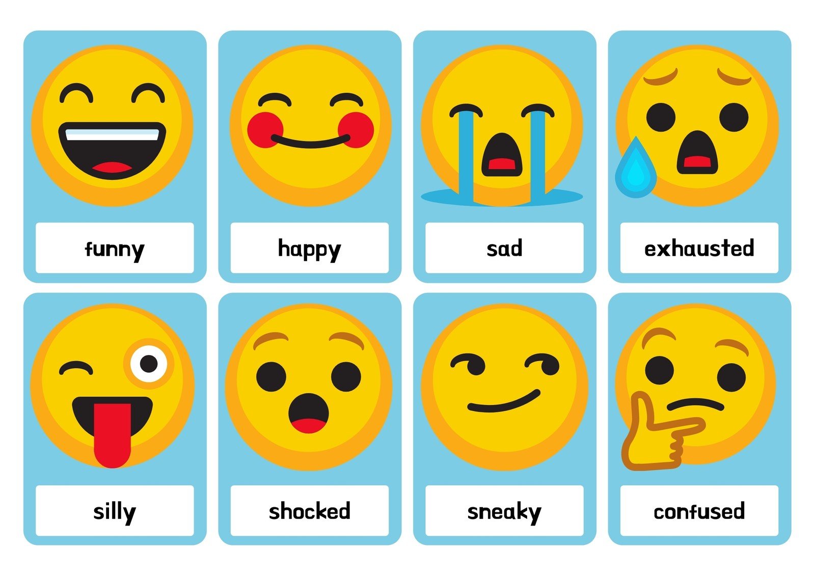 Emoji Emotions Flashcards Tea Time Monkeys Off