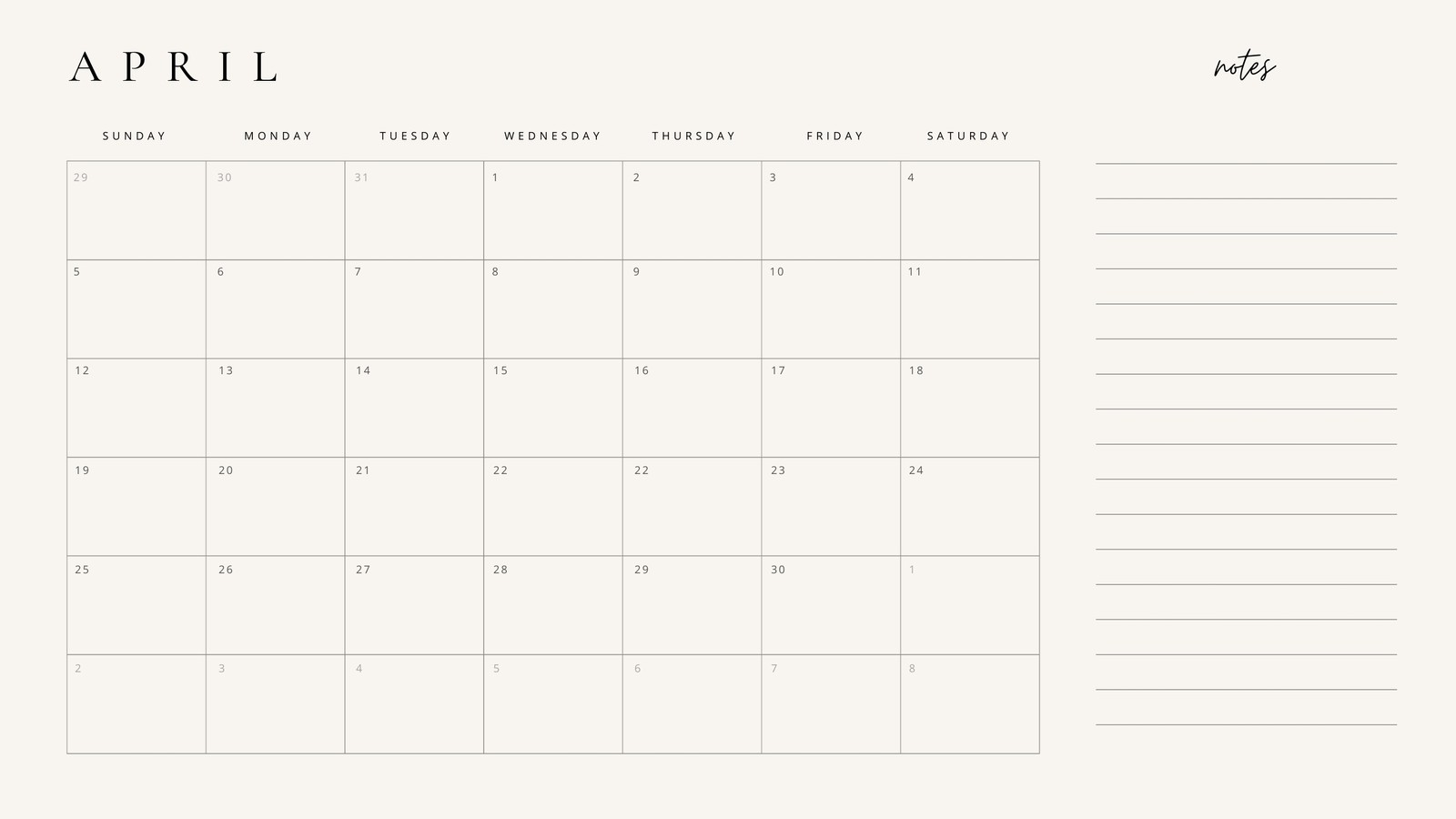 Custom Printable Calendar