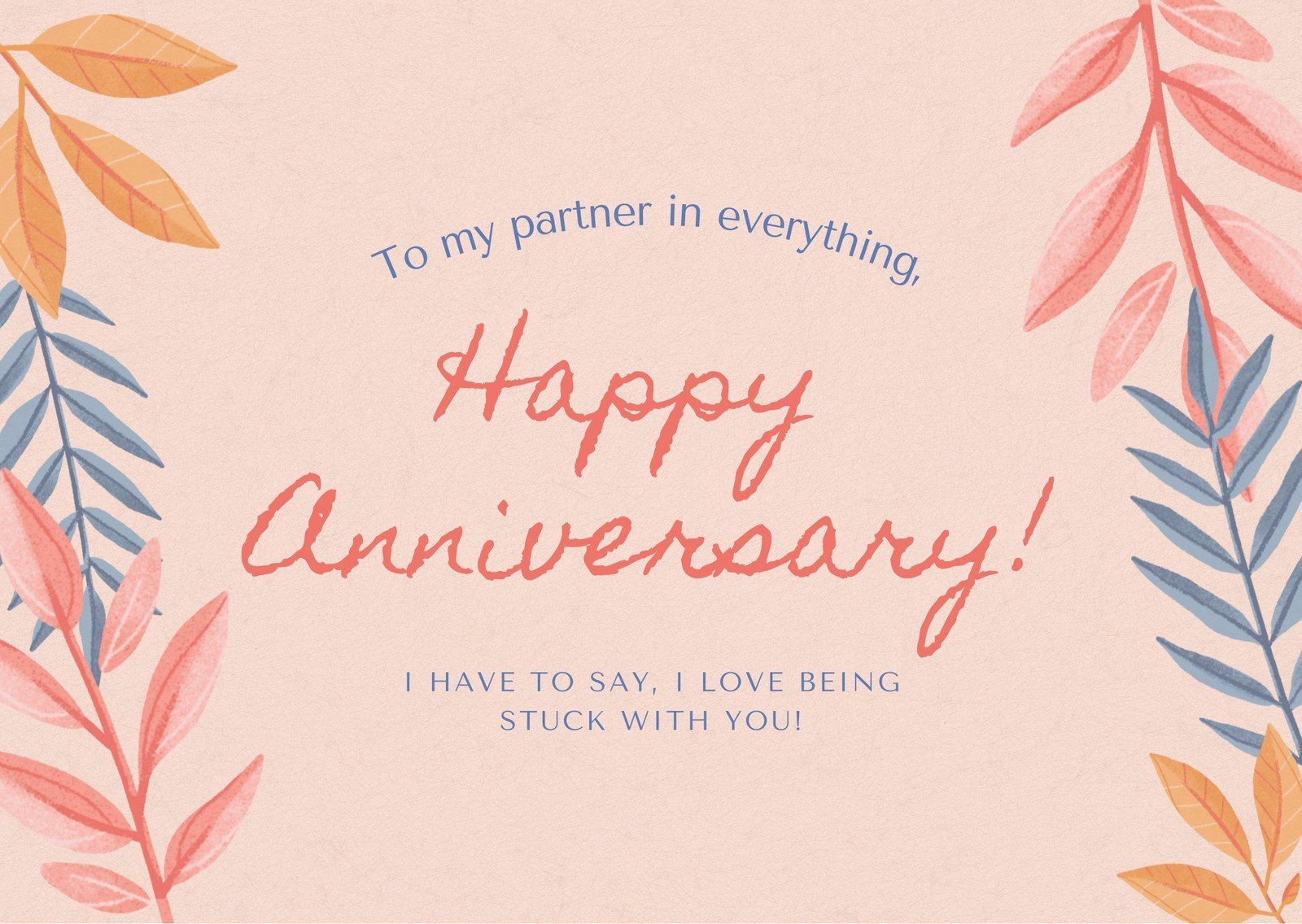Pink Orange and Blue Delicate Floral Couple Anniversary Animated Card In Template For Anniversary Card