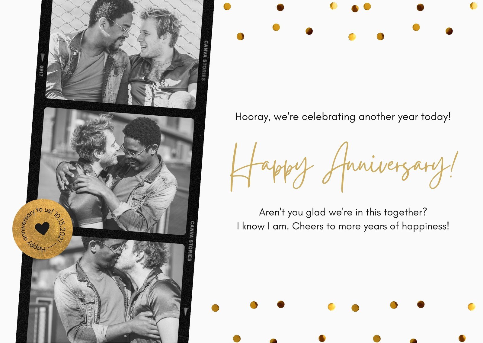 Black and Gold Photo-centric Couple Anniversary Animated Card Intended For Word Anniversary Card Template