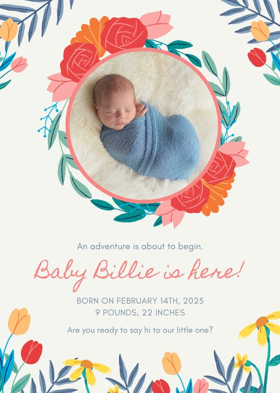 Free, printable, customizable birth announcement templates | Canva