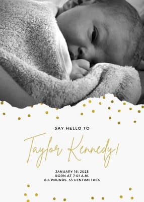 Photo Collage Birth Announcements Neutral Birth Announcement Cards BA11 Printable or Printed Gray Photo Birth Announcement Cards