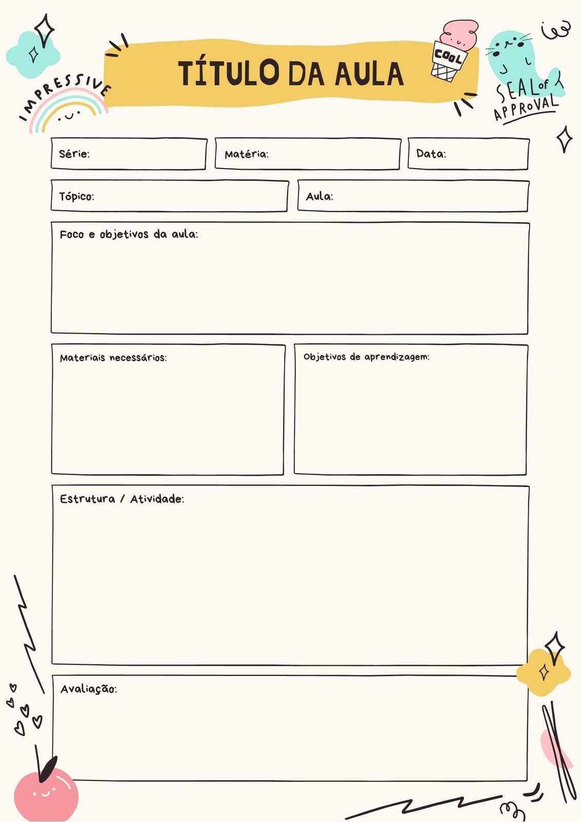 formato de plano de aula diário