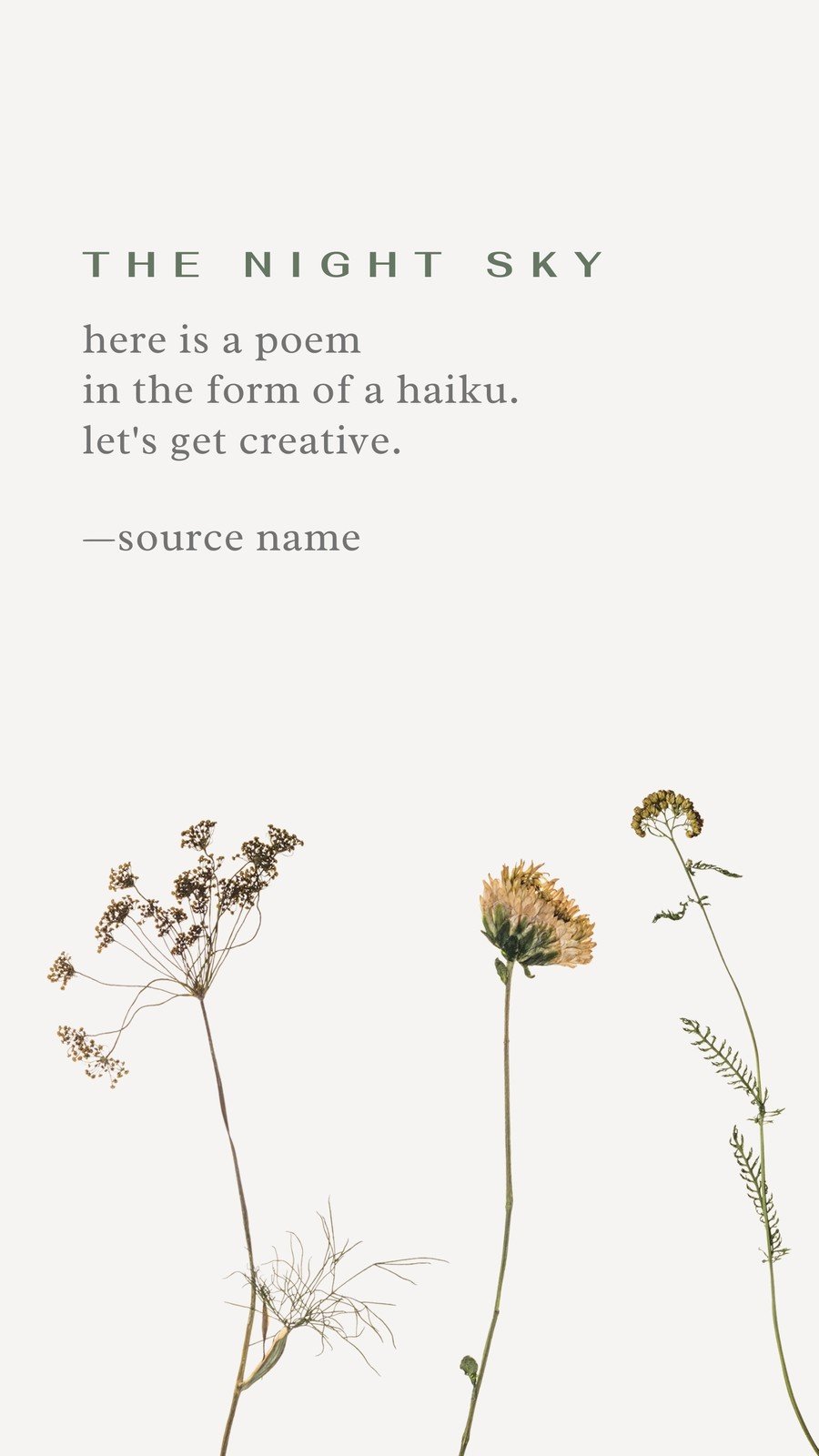 Neutral Dried Flowers Minimal Poetry Instagram Story
