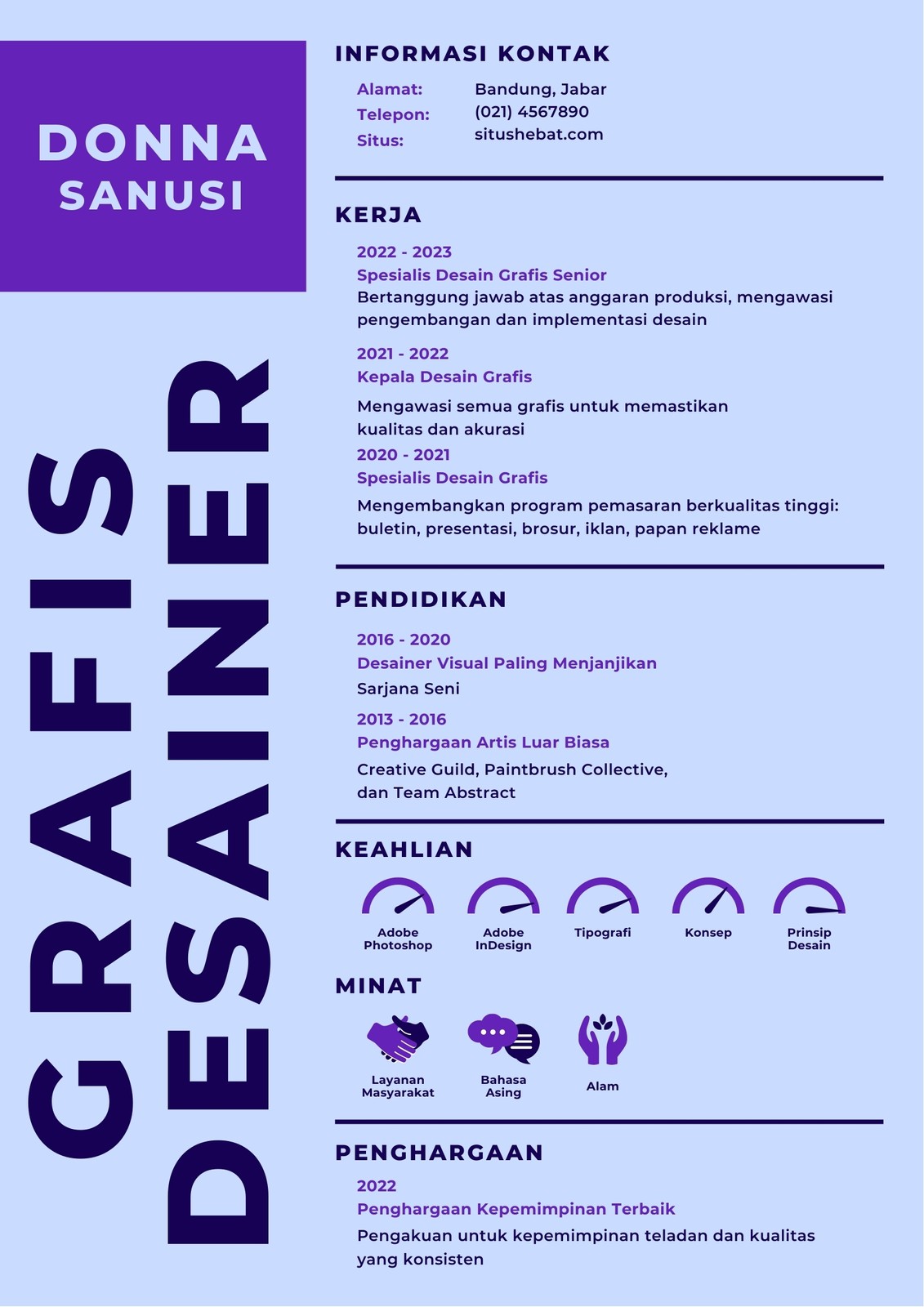 Contoh Cv Desainer Grafis Yang Rekomended Keren Dan L